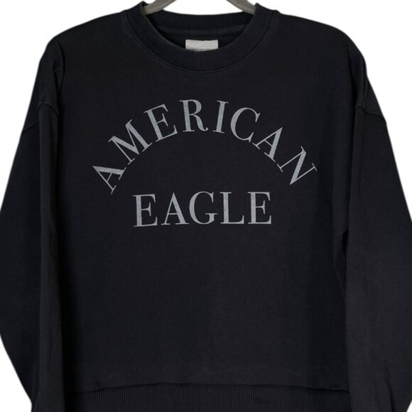 American Eagle Medium Sweatshirt Crewneck Sweater Grey AE Graphic Top Long Shirt - Picture 3 of 9